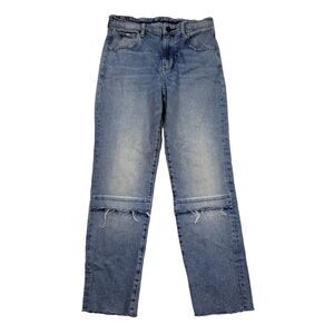 Hale Womens Crop Jeans 27 Amanda High Rise‎ Straight Leg Dove Raw Hem Y2K Style